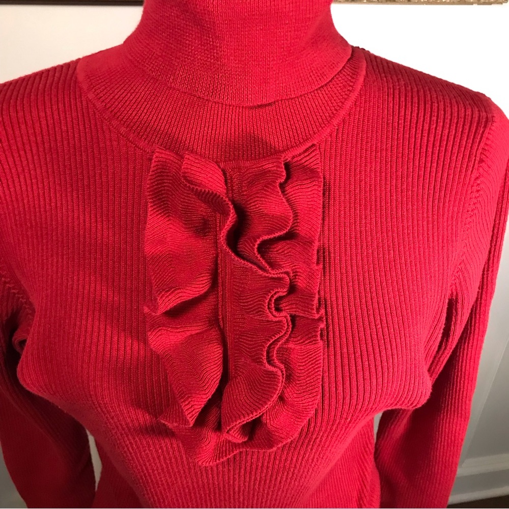 Talbots Ruffle Ribbed Sweater - Picture 3 of 9